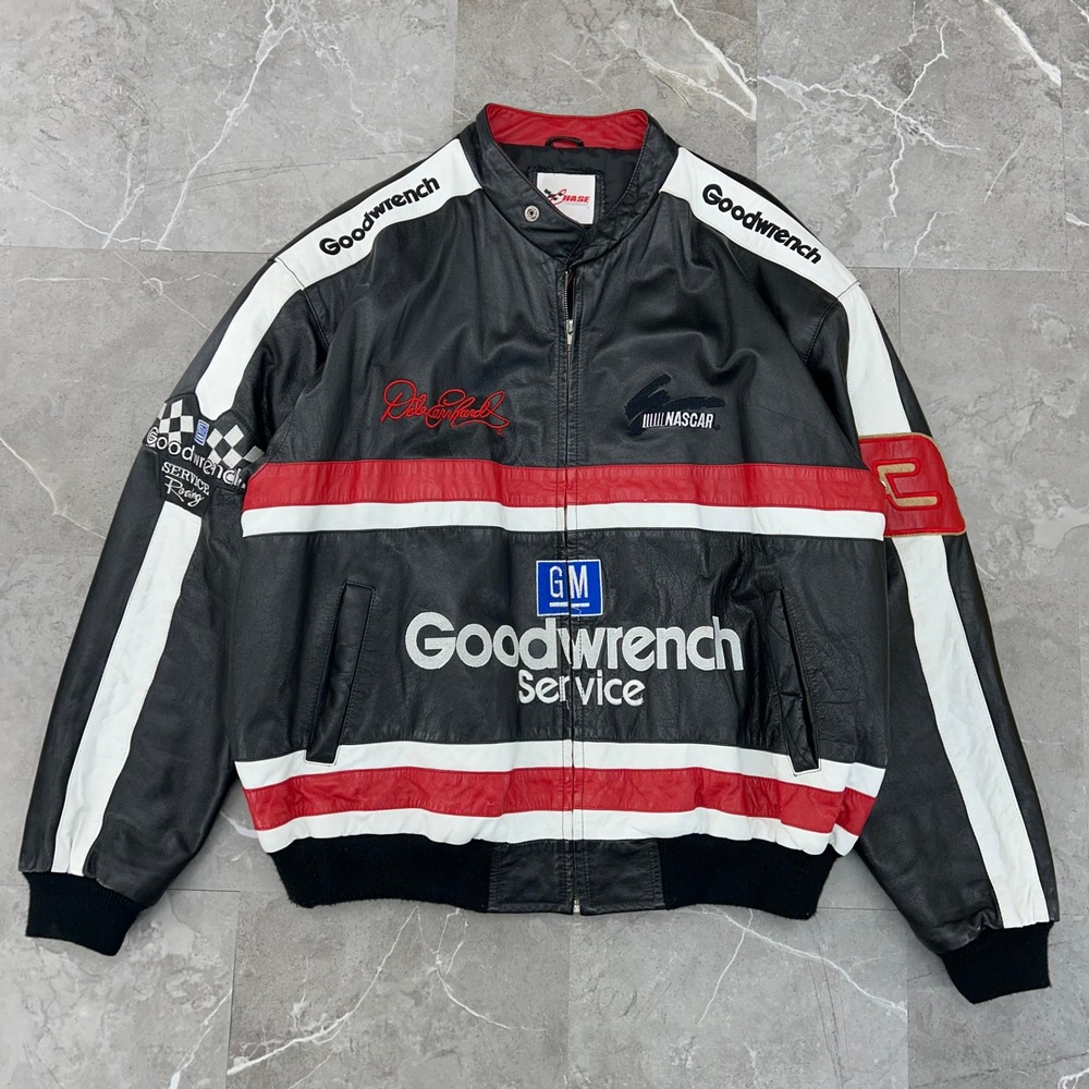 Vintage‎ Dale Earnhardt Leather Jacket Mens XL Nascar Racing Coat Goodwrench